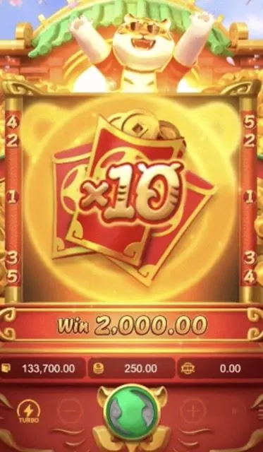 Multiplicador x10 ativado no Fortune Tiger — ganho de 2.000