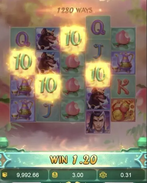 Cascata vencedora de 1280 ways no Monkey King